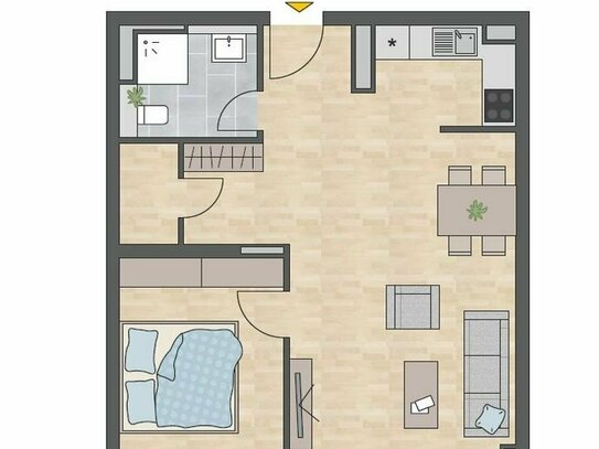 Moderne 2-Zimmer Neubauwohnung mit Einbauküche und Balkonterrasse