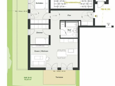B-01 Erdgeschoss - 3-Zimmer Garten Wohnung mit Terrasse