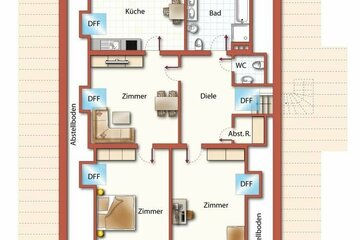 Großzügige 3-Zimmer-Dachgeschosswohnung mit Einbauküche und Gartenanteil in ruhiger Lage!
