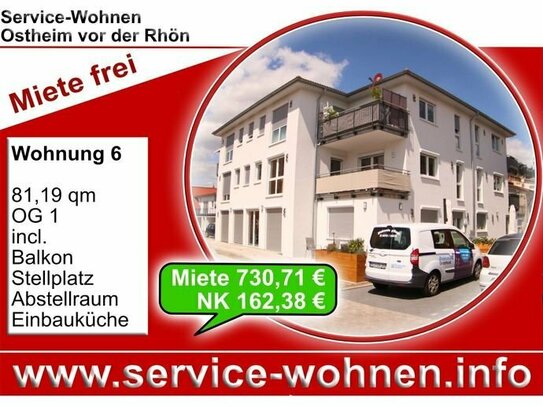 MIETE SERVICE-WOHNEN Ostheim seniorengerechtes wohnen auf hohem Niveau el. Rollos, Stellplatz, Aufzug