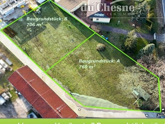 zwei vollerschlossene Baugrundstücke 706m² und 760m²