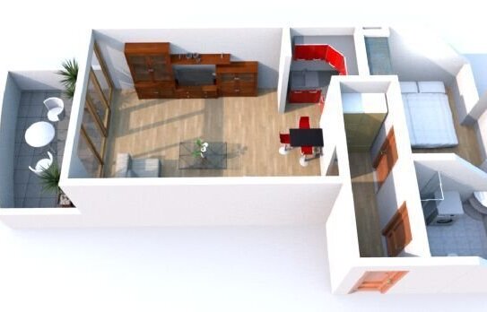 vermietete, helle 2-Raum-Wohnung im DG mit Dachterrasse und Tiefgaragenstellplatz