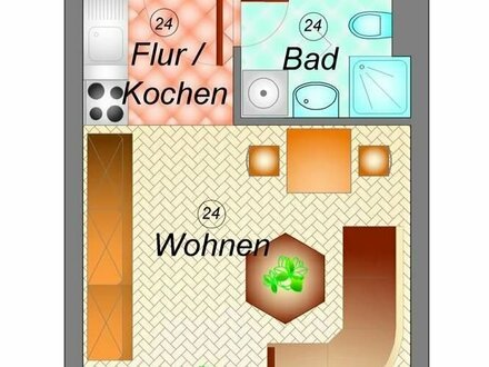 1-Raum-Eigentumswohnung im 2. Obergeschoss mit Tiefgaragenstellplatz in Chemnitz