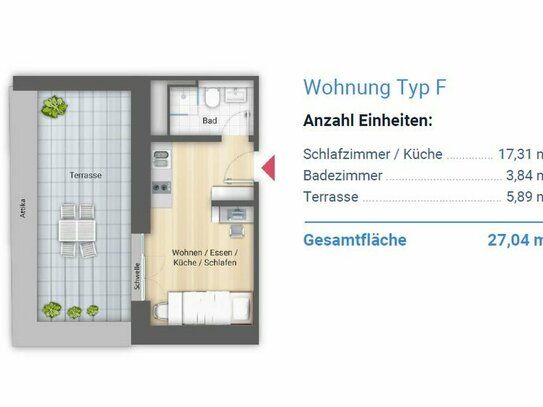 Investment in Nürnberg - Apartment mit großer Terrasse - bis zu 9% EK-Rendite!!