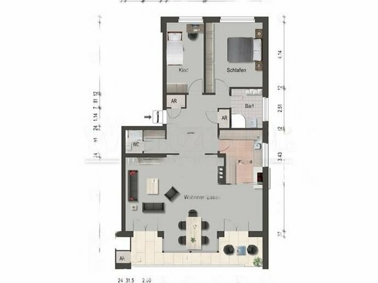 Stilvolle 3-Zimmer-Wohnung mit Garage, Kamin, Balkon, Keller u. Sauna