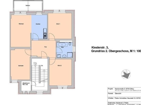 4- Raum Wohnung mit hochwertiger Ausstattung und großem Balkon