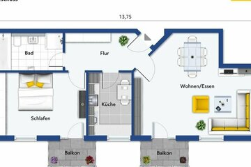 Sonnendurchflutet - 2,5-Zimmer-Wohnung mit zwei Balkonen, Personenaufzug und Außenstellplatz