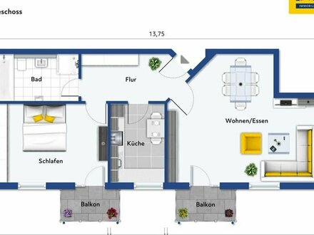 Sonnendurchflutet - 2,5-Zimmer-Wohnung mit zwei Balkonen, Personenaufzug und Außenstellplatz