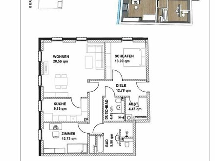 WE02 Neubau 3 Zimmer-Wohnung ab 01.07.2024 Barrierefrei! mit Aufzug Blick auf Schloss Oranienburg