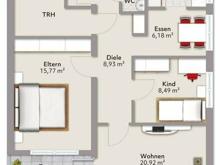 3,5 Zimmer-Wohnung mit großem Balkon & Garage