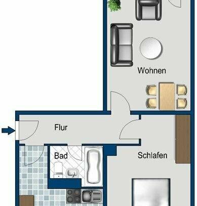 Das Glück hat ein Zuhause: interessante 2-Zimmer-Wohnung