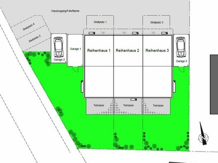 Neubau von drei Reihenhäusern in Wettstetten / Ortsteil - hier Reiheneckhaus 1