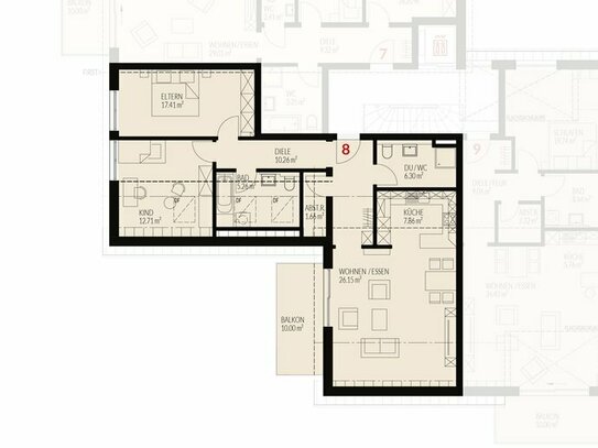 Neubau: 3-Zimmer Dachgeschoss mit Balkon im Kanderhof, Binzen Nr.8