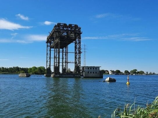 Blick auf Hafen und Karniner Brücke - Grundstück in Karnin / Insel Usedom