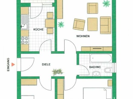 3 ZKB-Wohnung - 60 m² * kernsaniert * mit Terrasse, Gartenanteil, Garage + Stellplatz