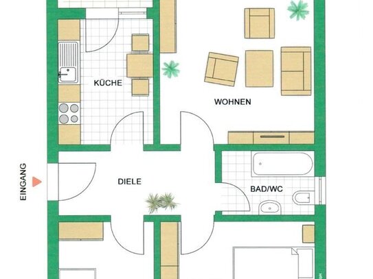 3 ZKB-Wohnung - 60 m² * kernsaniert * mit Terrasse, Gartenanteil, Garage + Stellplatz