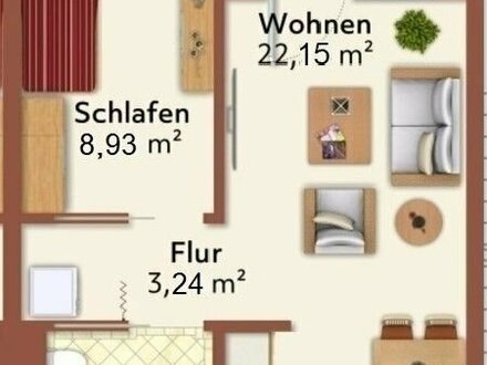 Seniorengerechte 2-Zimmer Wohnung mit Balkon und pflegegerecht möbliert - Selbstbestimmtes Wohnen