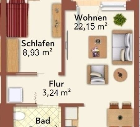 Seniorengerechte 2-Zimmer Wohnung mit Balkon und pflegegerecht möbliert - Selbstbestimmtes Wohnen