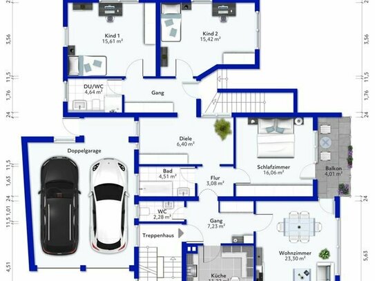 Hier dürfen Sie einziehen: 4,5-Zimmerwohnung, Doppelgarage, Gartenanteil