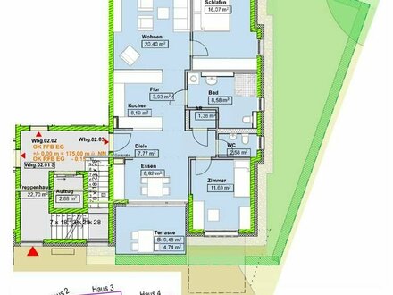 ERSTBEZUG - Wunderschöne großzügige 3,5 Zi.-EG Wohnung mit 2 Terrassen, Gartenanteil, Gäste-WC, TG-Platz und Abstellraum