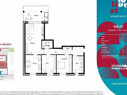 Neubau: Lichtdurchflutete 3-Zimmer-Wohnung mit separater Küche und Balkon