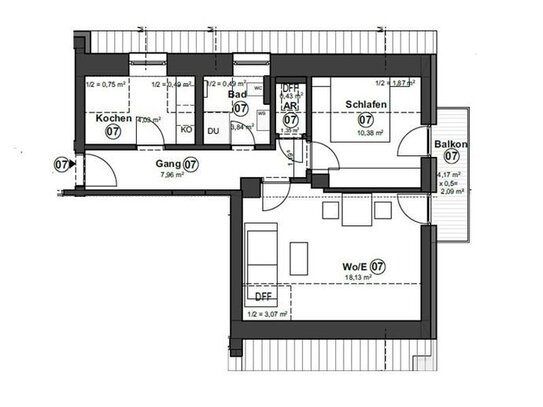 Energetisch Sanierte 2,5 Zimmerwohnung im Dachgeschoss