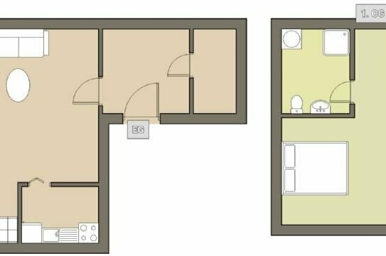 2 Raum Maisonette Wohnung, inkl. EBK, Stellplatz