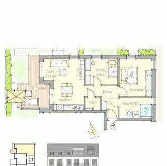 3 Zimmer Neubauwohnung mit Terrasse und Gartenanteil
