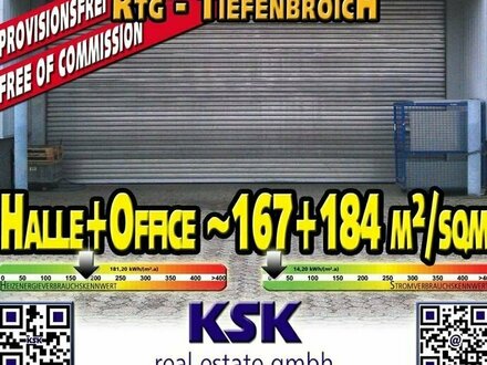 Verkehrsgünstig gelegene Halle ~167 m²/sqm + Office 184 m²/sqm Conveniently located