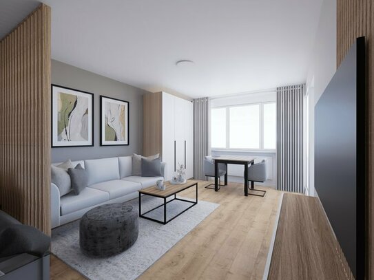 ERSTBEZUG VOLLMÖBLIERTE 1-Zimmer Designer Wohnung mit Balkon - ideales Apartment für stylishes und modernes Wohnen