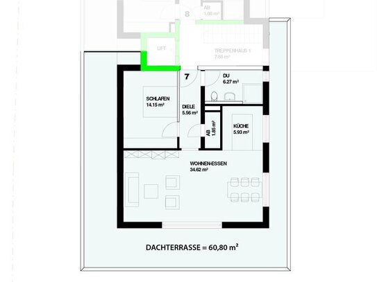 Neubau: 2-Zimmer Dachgeschoss mit Dachterrasse in Steinen - Höllstein Nr.7 - VERKAUFT