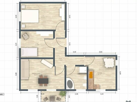 Helle gemütliche 3-Zimmer-Wohnung mit Balkon