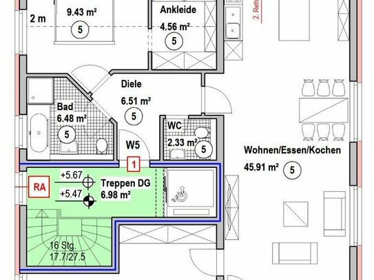 Neubau 3-Zi Eigentumswohnung Nr. 5 mit 98,2m² im DG in Mettlach-Keuchingen