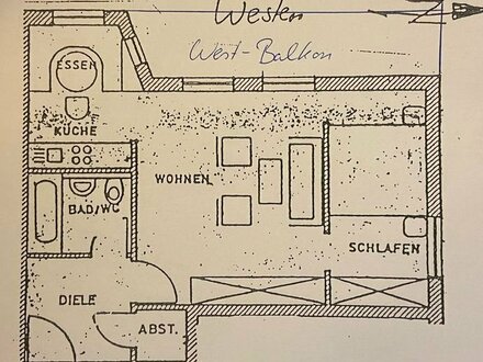 Schöne und helle 2 Zimmer Wohnung, 1.OG zu vermieten