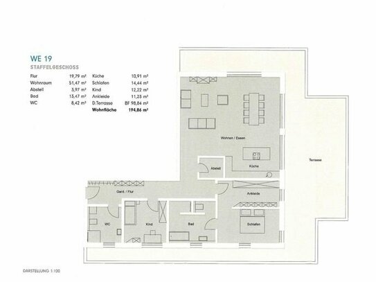 Lichtdurchflutete Penthouse Wohnung incl. moderne Einbauküche und Klimaanlage