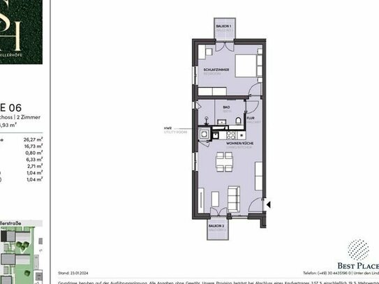 Bereit für die eigene Immobilie: Top geschnittene 2-Zimmer-Wohnung mit 2 Balkone und viel Licht