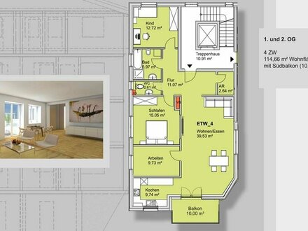 4 Zimmer Wohnung - mit großem Süd-Balkon - KfW Förderung Steuerabschreibung plus Kinder-Zuschuss
