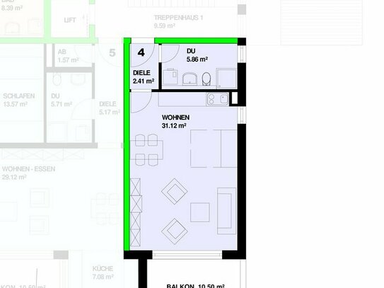 Neubau: 1-Zimmer Obergeschoss mit Balkon in Steinen - Höllstein Nr.4 - VERKAUFT