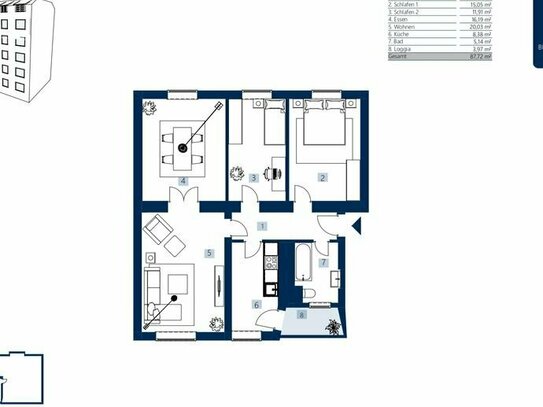 vermietete 4-Zimmer-Wohnung mit optimalem Grundriss