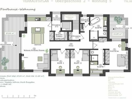 Hochwertige Penthouse-Wohnung, 2 Dachterrassen, private Aufzugserlaubnis, 156,48 m², Pleinfeld am Brombachsee