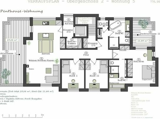 Hochwertige und klimafreundliche Penthouse-Wohnung, Photovoltaikanlage mit 22 kWp + 6 kWh Batteriespeicher, Pleinfeld a…