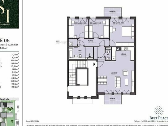 Zuhause im grünen Wilhelmsruh: Lichtdurchflutete 4-Zimmer-Wohnung mit 2 Balkone