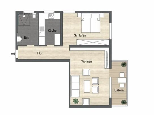 Exklusive, modernisierte 2,5-Raum-Hochparterre-Wohnung in Korb