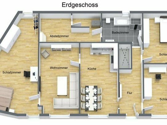 Frisch Kernsanierte 4ZKB 131m² Wohnung + Keller Terrasse und neue Einbauküche mit E-Geräten