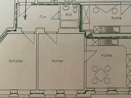 Zwei Zimmer Wohnung mit großer Wohnküche in saniertem Altbau in Dresden-Löbtau