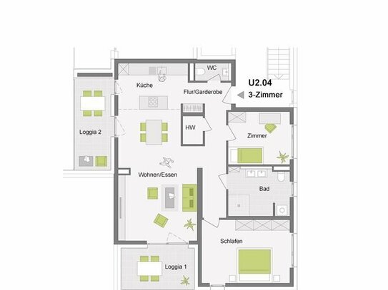 3-Zimmerwohnung 105 m² 1. Obergeschoss