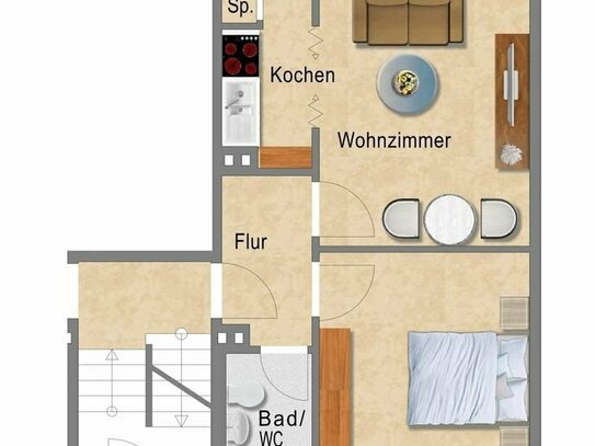 2 ZKB Etagenwohnung in Hage