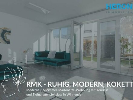 RMK- RUHIG, MODERN, KOKETT - 3,5-Zi.-Maisonette-Wohnung mit Terrasse und TG-Stellplatz in Winnenden