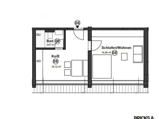 Energetisch Sanierte 2 Zimmerwohnung im Dachgeschoss