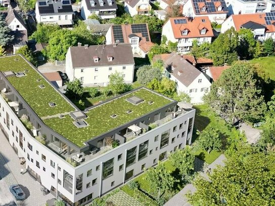 Grüne Extravaganz in Karlsfeld: Loft-Feeling im Penthouse Süd-West-Terrasse und offenem Wohnkonzept